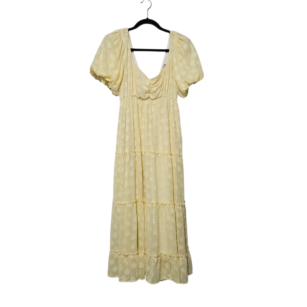 Show Me Your MuMu Yellow Tiered Floral  Maxi Dress Size L
